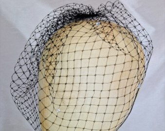 Black birdcage veil with rhinestones 