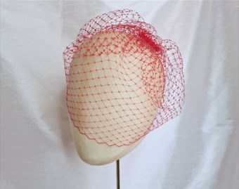 Red birdcage veil 