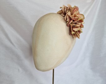 Peach and yellow hydrangea hair flower/corsage